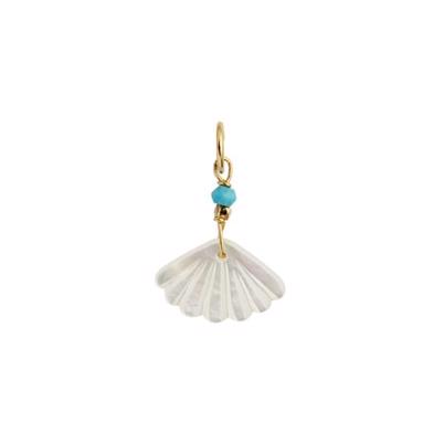 Stine A White Seashell Vedhæng Gold Turquoise
